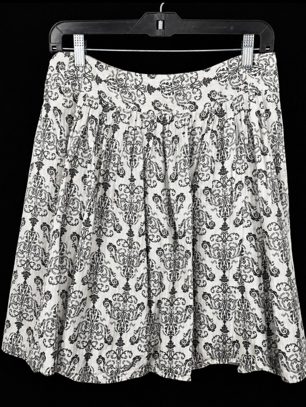 LOFT Black and White Damask Print A-Line Skirt 8P (7610)